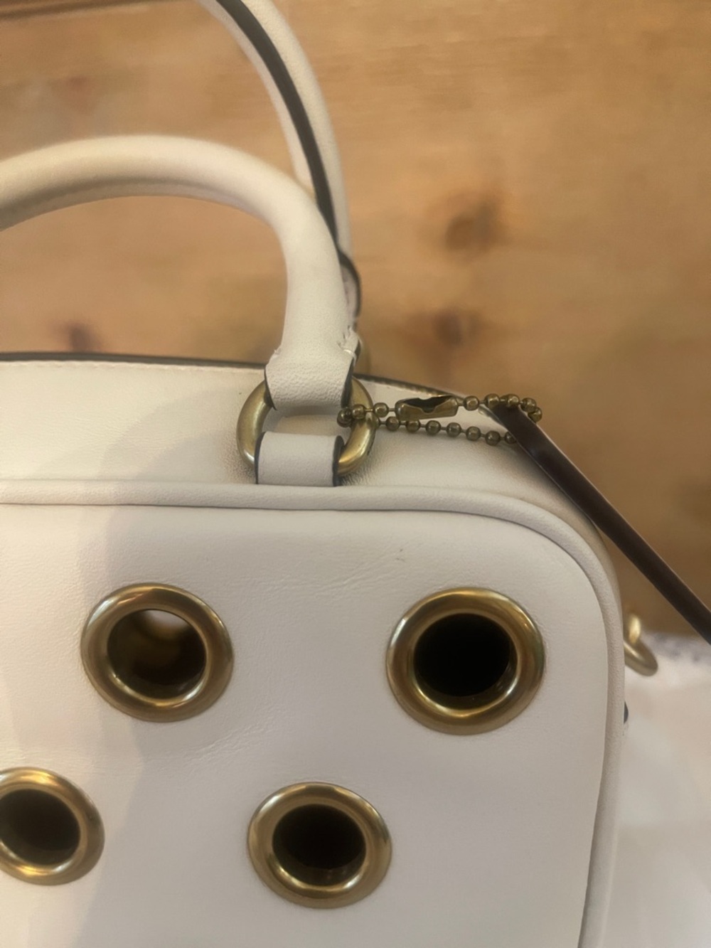 Coach Cream Leather Satchel mini  with Gold Grommets - Picture 3 of 16